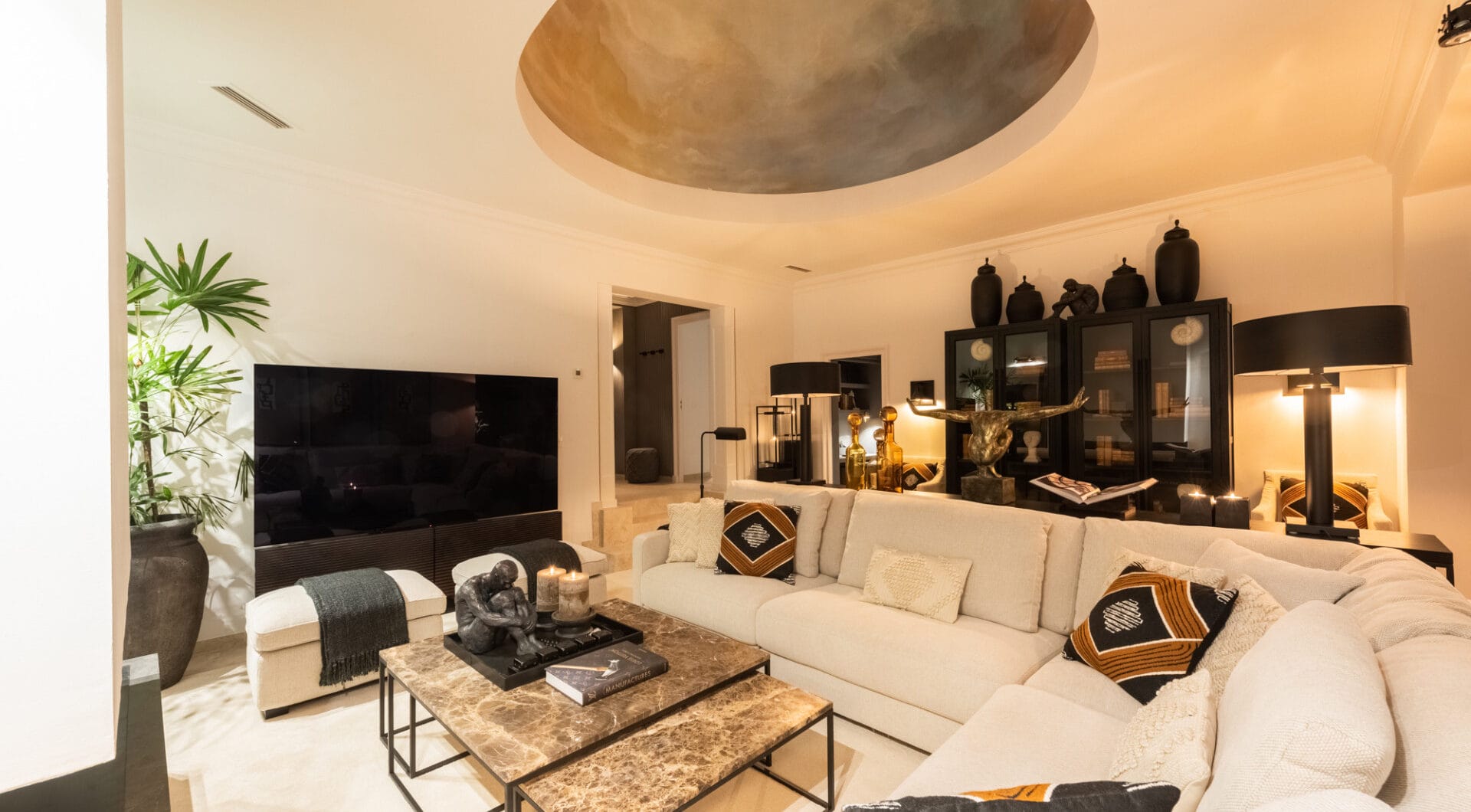 Scandi-style design bungalow in the beachfront Oasis Club on Marbella's Golden Mile.