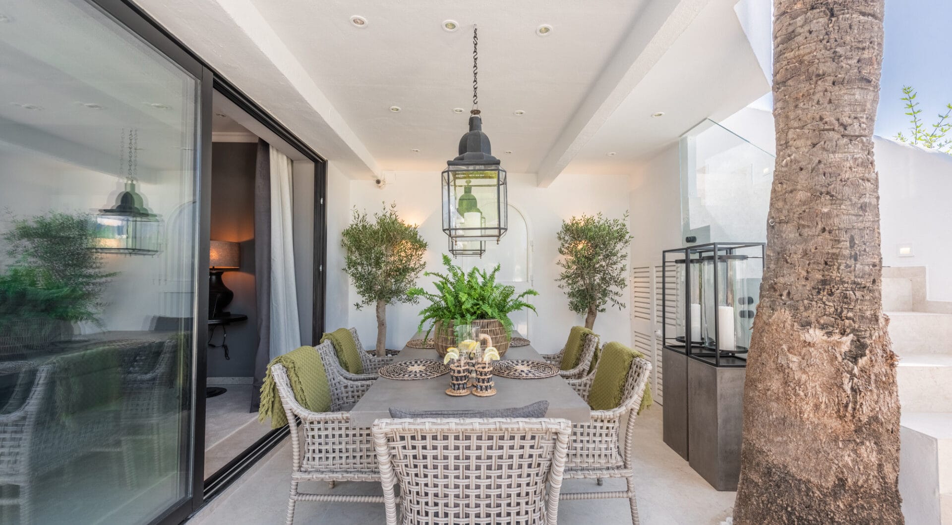 Scandi-style design bungalow in the beachfront Oasis Club on Marbella's Golden Mile.
