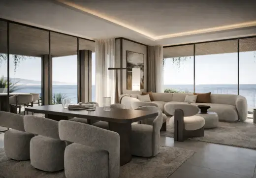 Elegant dining and living area in Sierra Blanca by the Sea with panoramic sea view